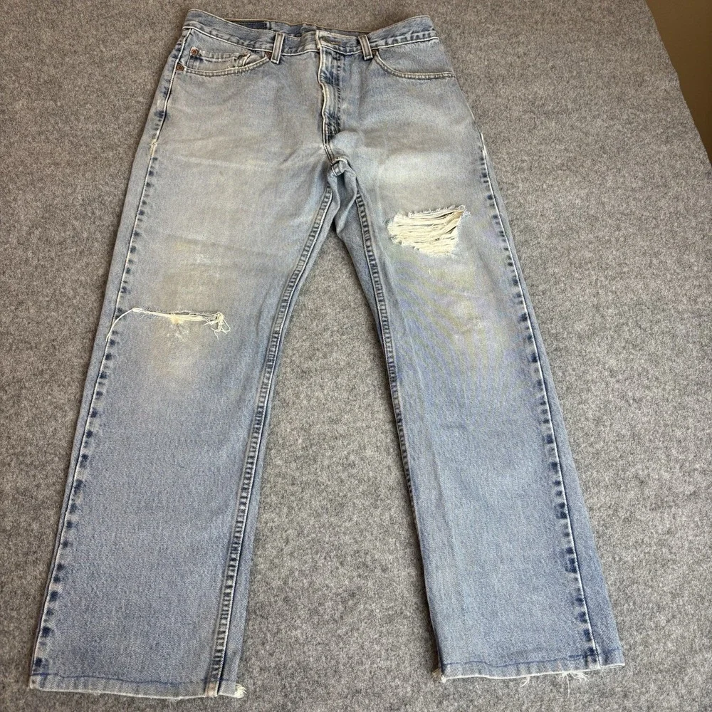 Vintage Levi's 505 Jeans Mens 34x30 Regular Fit Faded Distressed‎ Light Wash Y2K